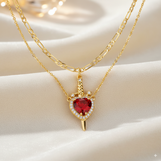 Collar Pareja Espada+Corazón